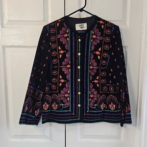 Saxton Hall Vintage Women's Paisley Multicolor Gold Button Velvet Jacket MEDIUM
